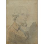 Portrait of a gentleman wearing Georgian dress, antique pencil and watercolour, mounted, framed