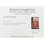 Victorian British Penny Red Imprimatur stamp with marginal inscription, plate 202, AC on Richard