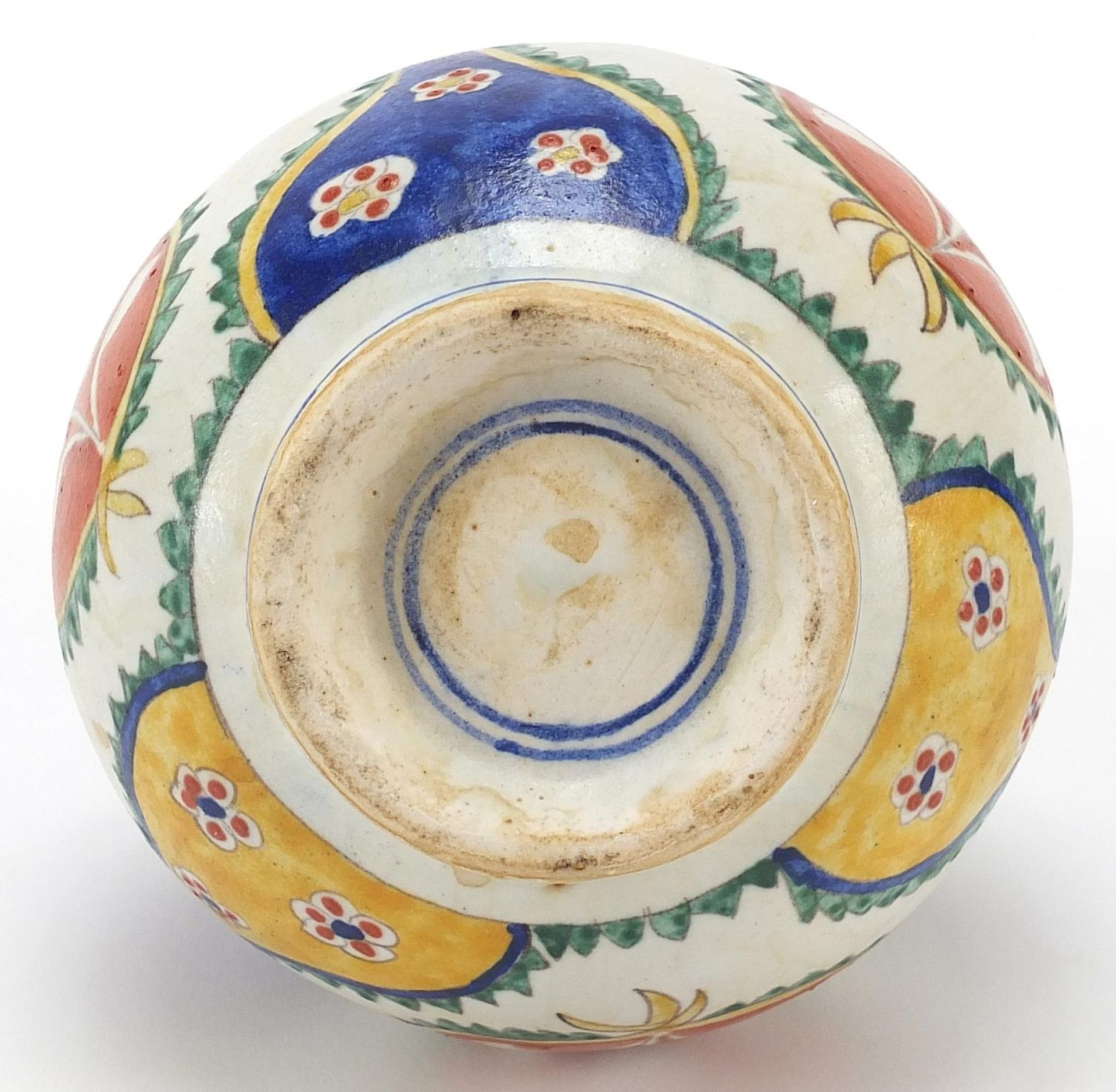 Turkish Kutahya pottery vase hand painted with flowers, 14.5cm high - Image 3 of 3