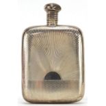 A & J Zimmerman Ltd, Art Deco silver hip flask with engine turned decoration, Birmingham 1924, 7.5cm