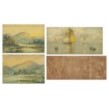 Landscapes and classical Pre-Raphaelite scene, four prints, one titled Spring, each mounted,