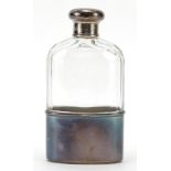 Alexander Clark & Co Ltd, George V silver and cut glass hip flask with detachable cup, 12.5cm