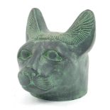 Pottery bust of an Egyptian cat, 15cm high