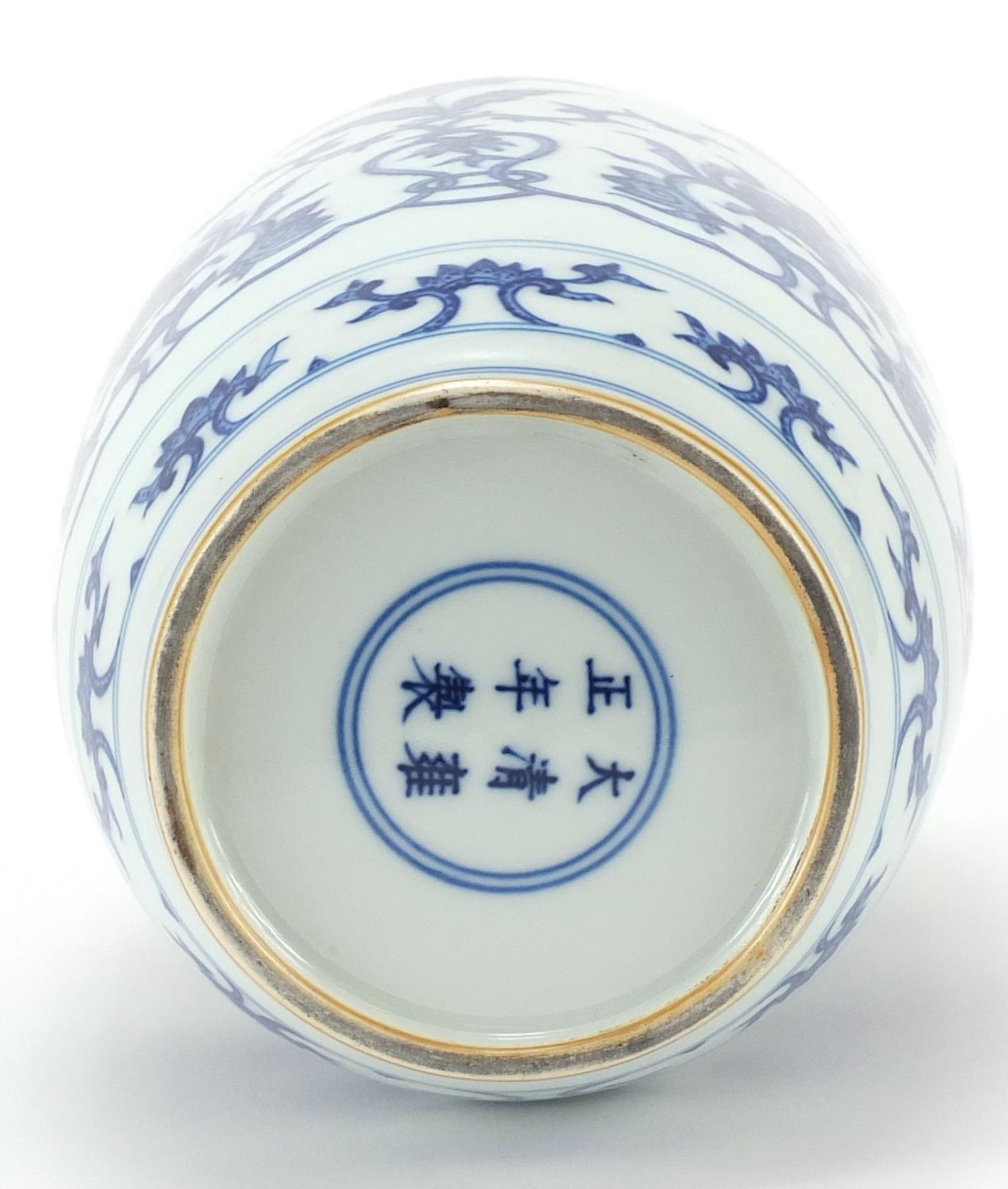 Chinese blue and white porcelain vase hand painted with flowers, six figure character marks to the - Image 3 of 3