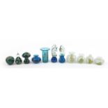 Mdina glass paperweights and vases including two seahorse paperweights, the largest 16cm high