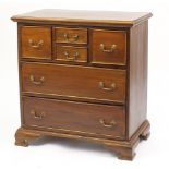 Mahogany five drawer chest with brass handles, 87cm H x 81cm W x 46cm D