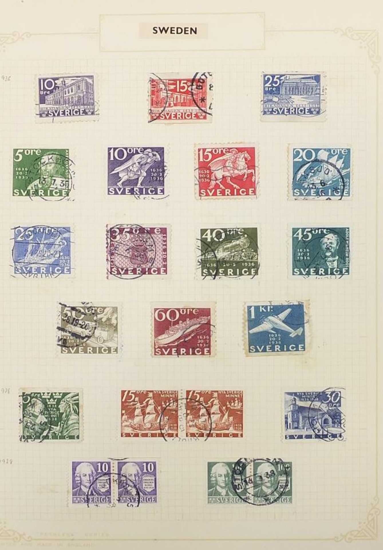 Collection of Swedish stamps from early arranged on several pages - Image 3 of 9
