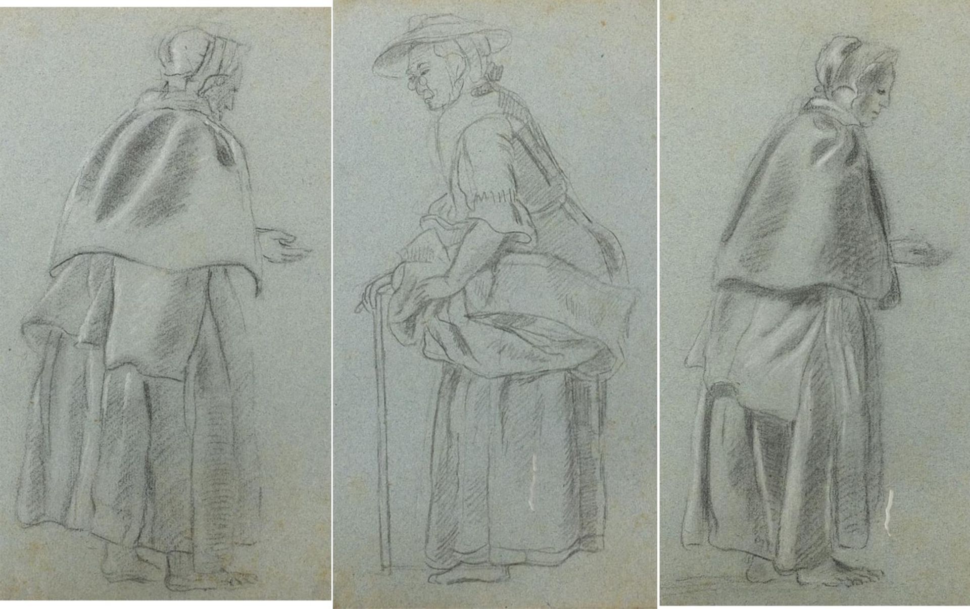School of George Hayter - Full length portraits of females wearing antique dress, set of three