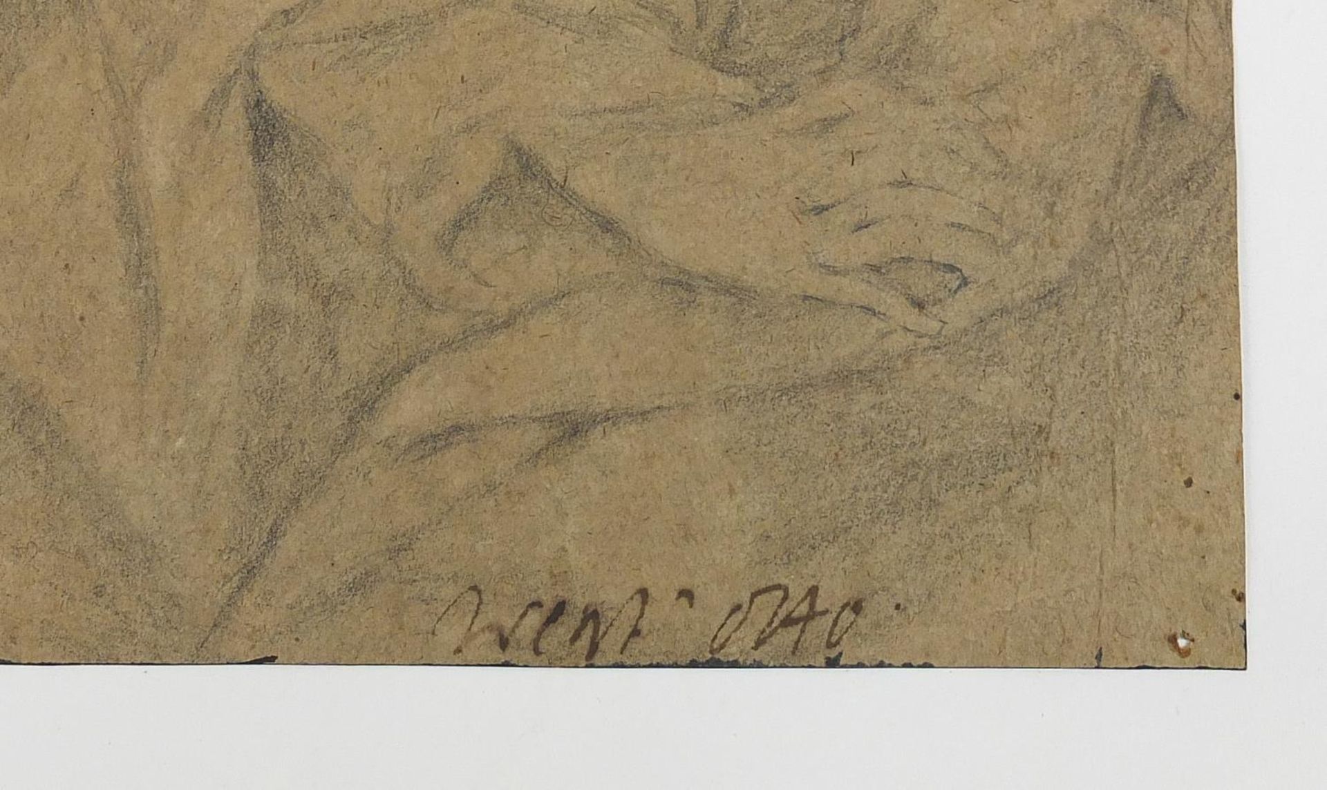 Manner of Guido Reni - Virgin Mary and Jesus, antique Bolognese school Old Master pencil on paper, - Image 2 of 4