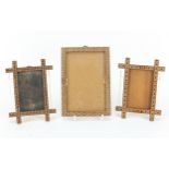 Three Victorian Tunbridge Ware photo frames with micro mosaic inlay, the largest 17.5cm x 12.5cm