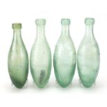 Four 19th century Hamilton glass bottles including examples advertising Evans of Dublin and Webb's