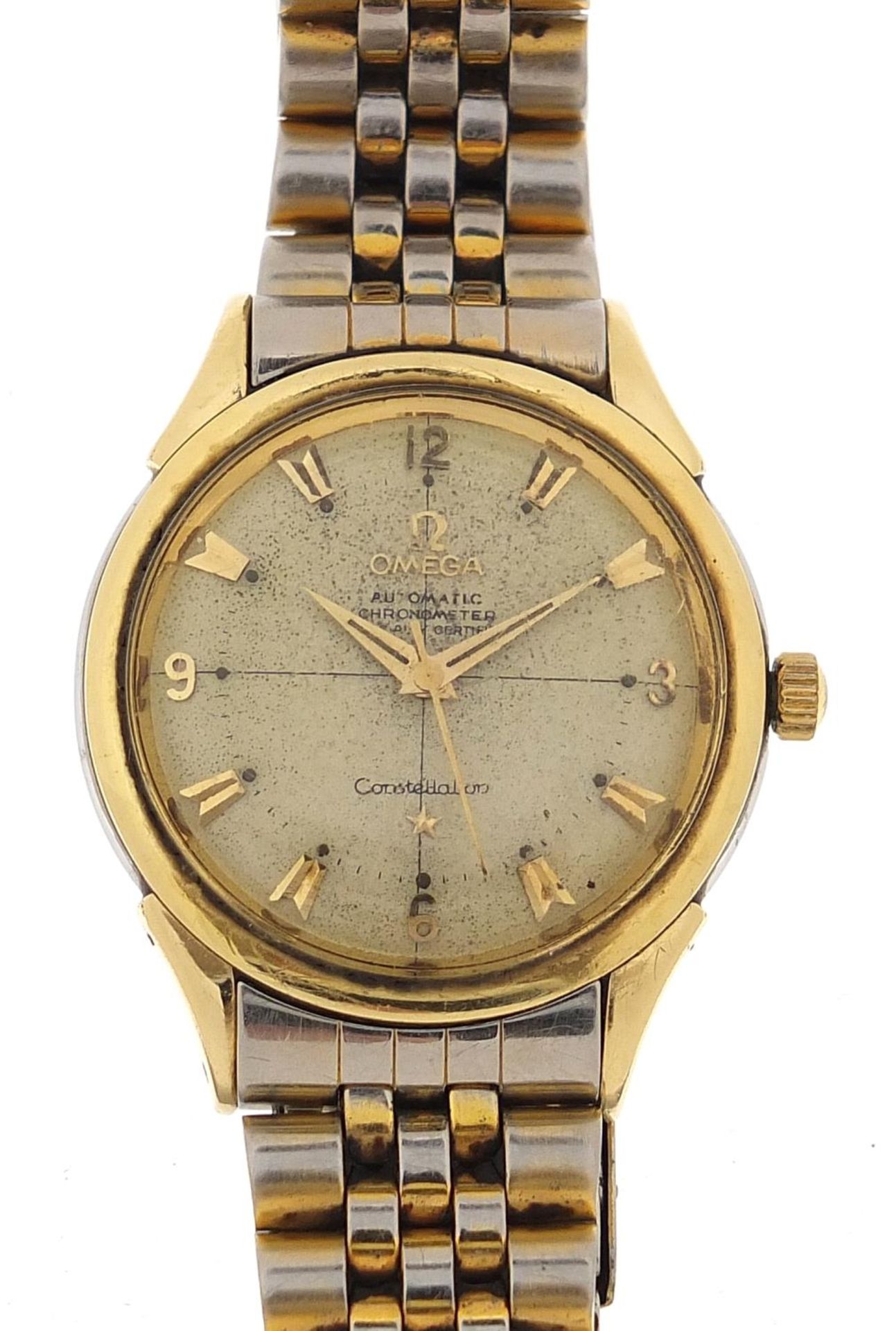 Omega, gentlemen's Omega Constellation automatic wristwatch with bumper movement and cross hair