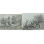 Manner of Thomas Gainsborough - Wooded landscape and figures on horseback, two 18th/19th century
