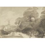 Circle of John Constable - Stoke by Nayland, watercolour wash, inscribed compare with Victoria and