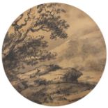 School of Thomas Gainsborough - Landscape with trees, 18th/19th century English school circular