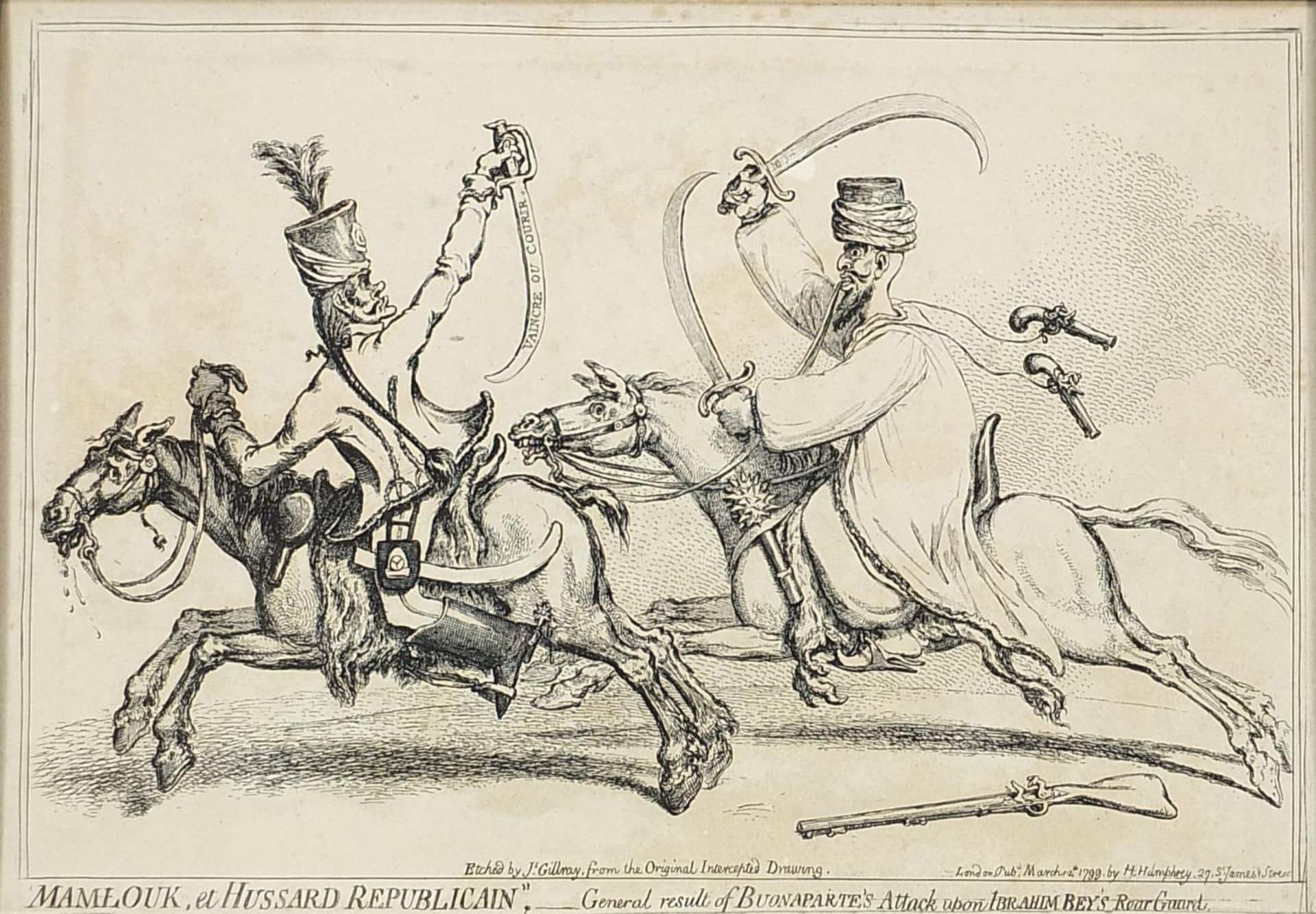 After James Gillray - Memouk et Hussard Republican, etching, published 1799 by H Humphrey, London,
