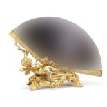 French Empire style gilt bronze table mirror with Putti, 36cm wide