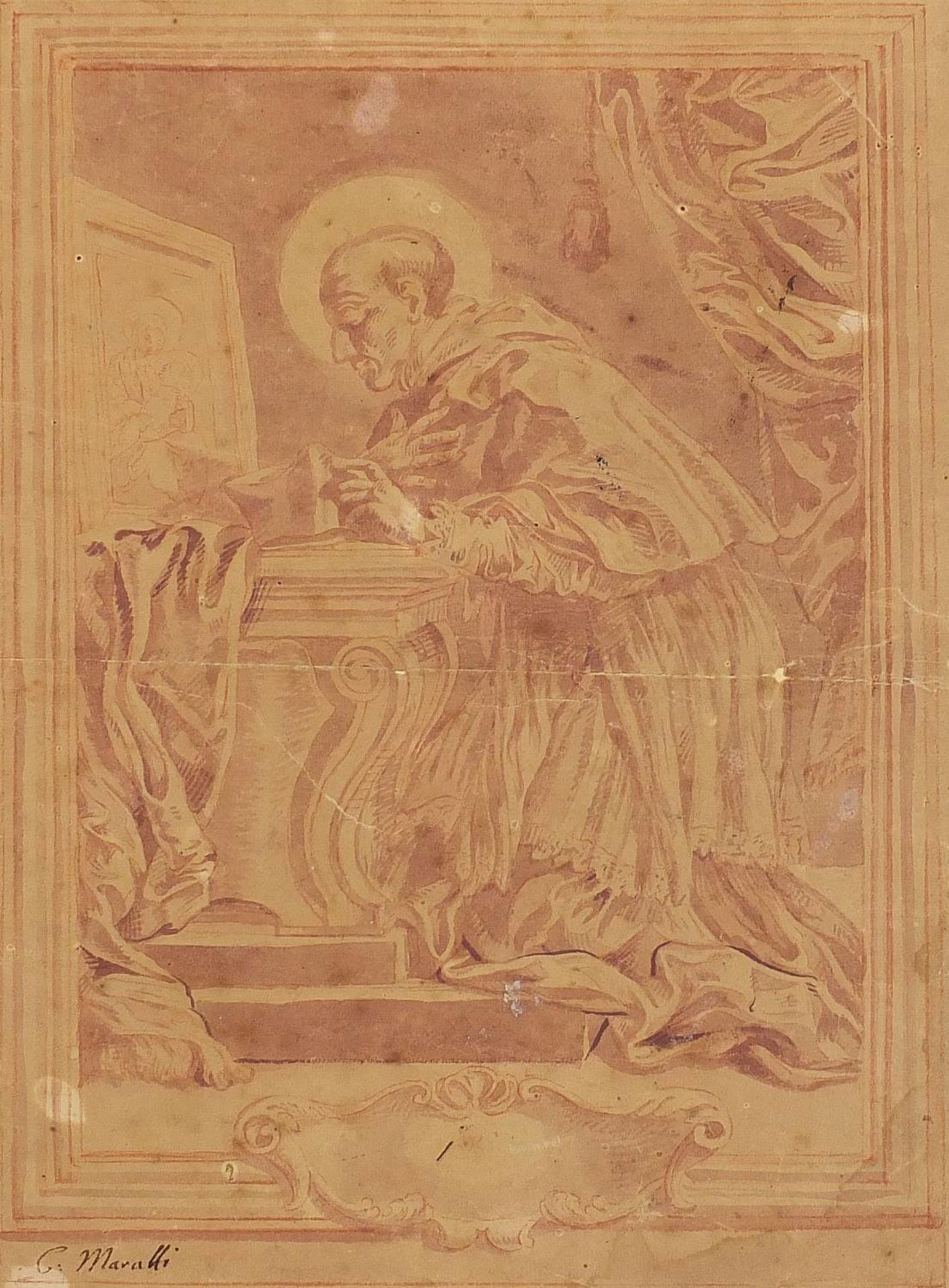 Carlo Maratti - St Turibius of Mogrovejo, 17th/18th century Italian Old Master sanguine