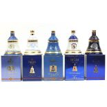 Five Bells 8 Year old Whiskey decanters with contents and boxes