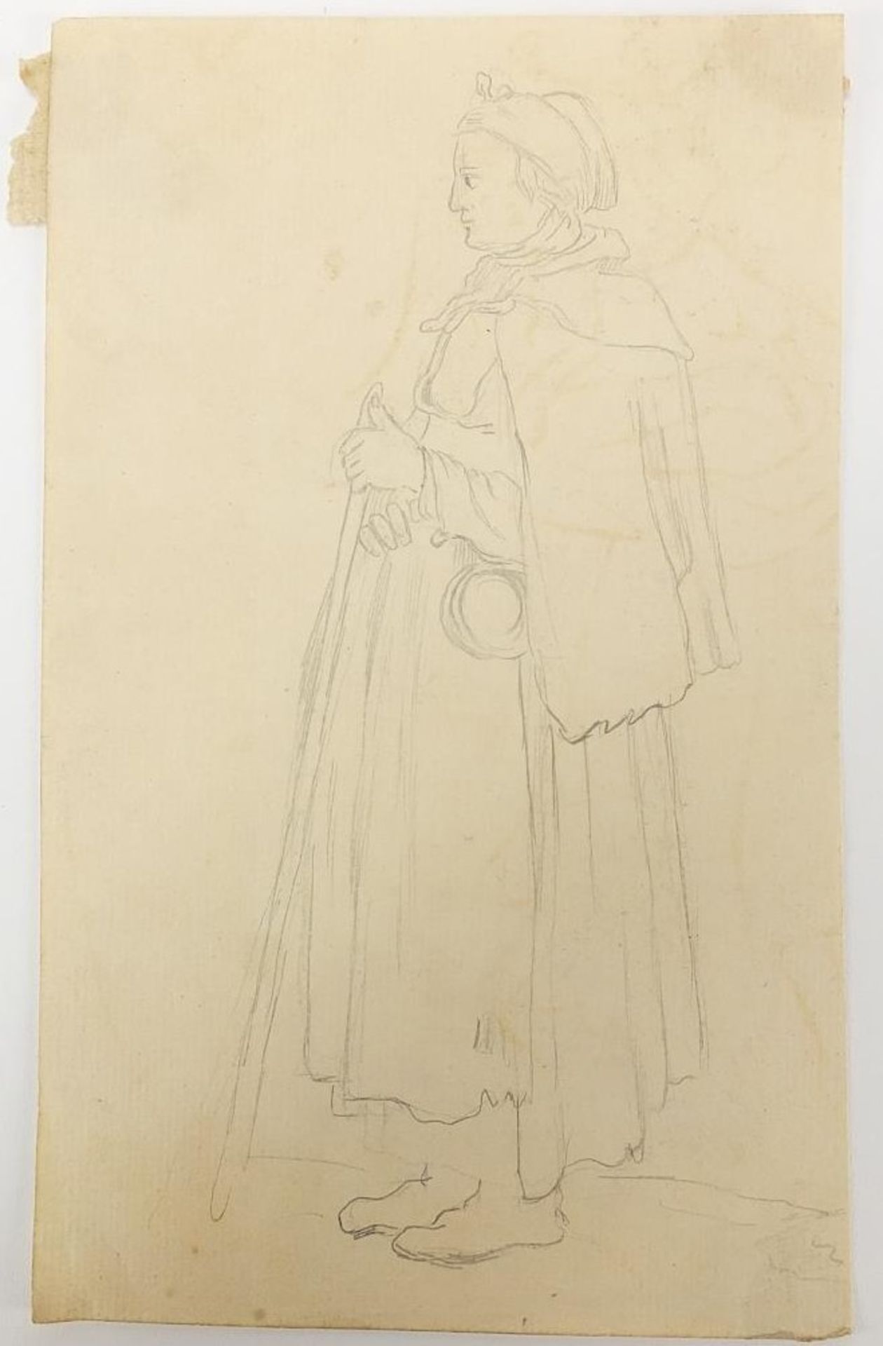 School of George Hayter - Females wearing antique dress and interior scene, four pencil drawings - Image 6 of 13