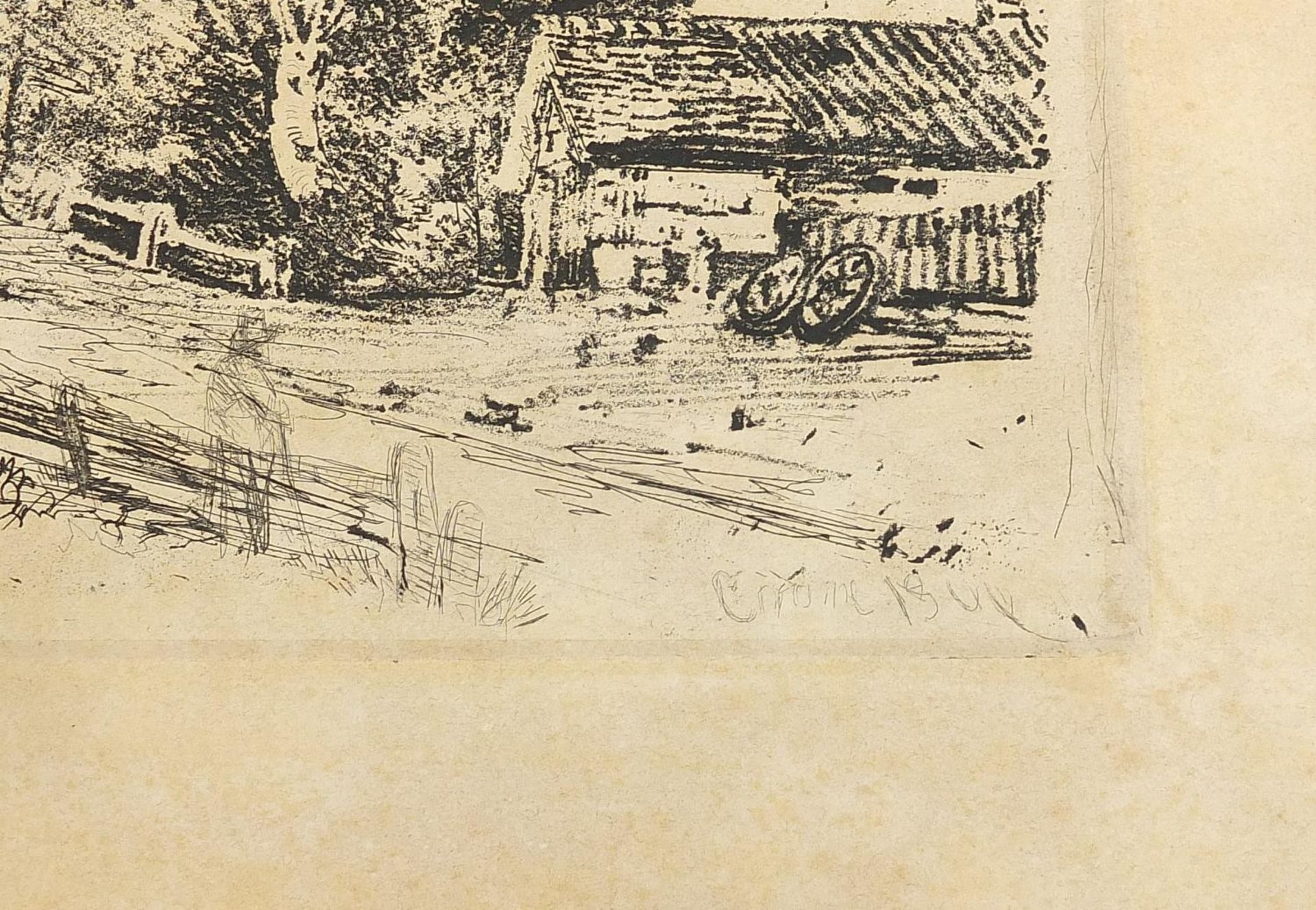 Wooded landscapes and cottage, three antique etchings including one in the manner of Thomas - Image 4 of 13