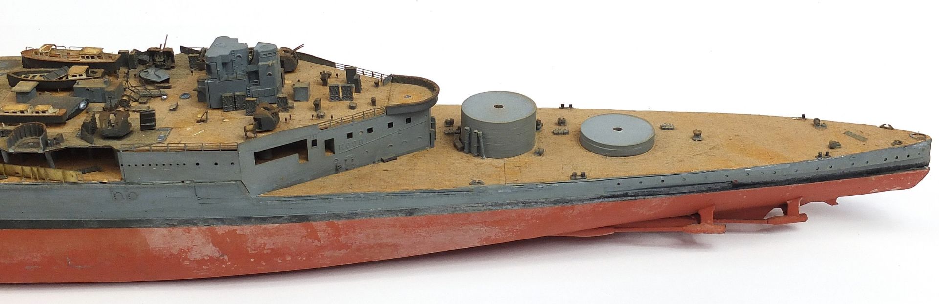 Large military interest model boat, 140cm in length - Image 4 of 5