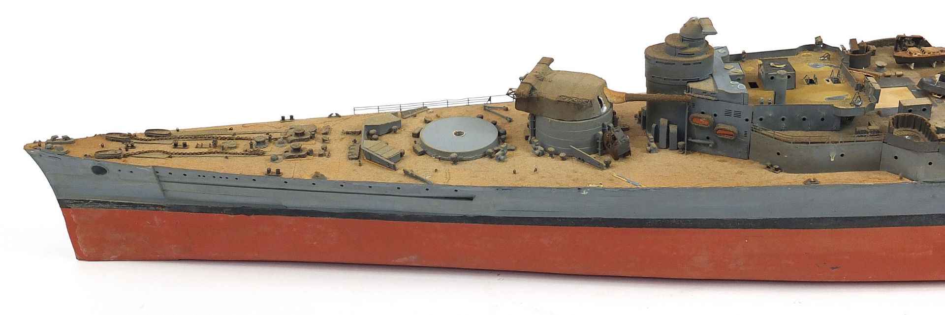 Large military interest model boat, 140cm in length - Image 3 of 5