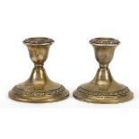 Pair of Gorham sterling silver filled dwarf candlesticks, 9.5cm high, 658.5g