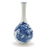 Chinese blue and white porcelain vase hand painted with figures and fishermen in a river