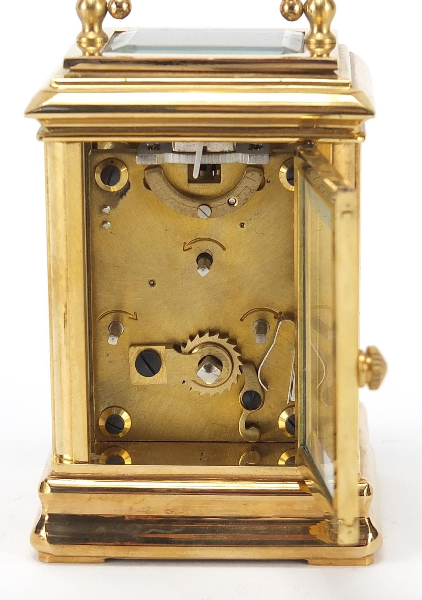 Miniature brass cased carriage clock with enamelled dial, 8.5cm high - Bild 3 aus 4