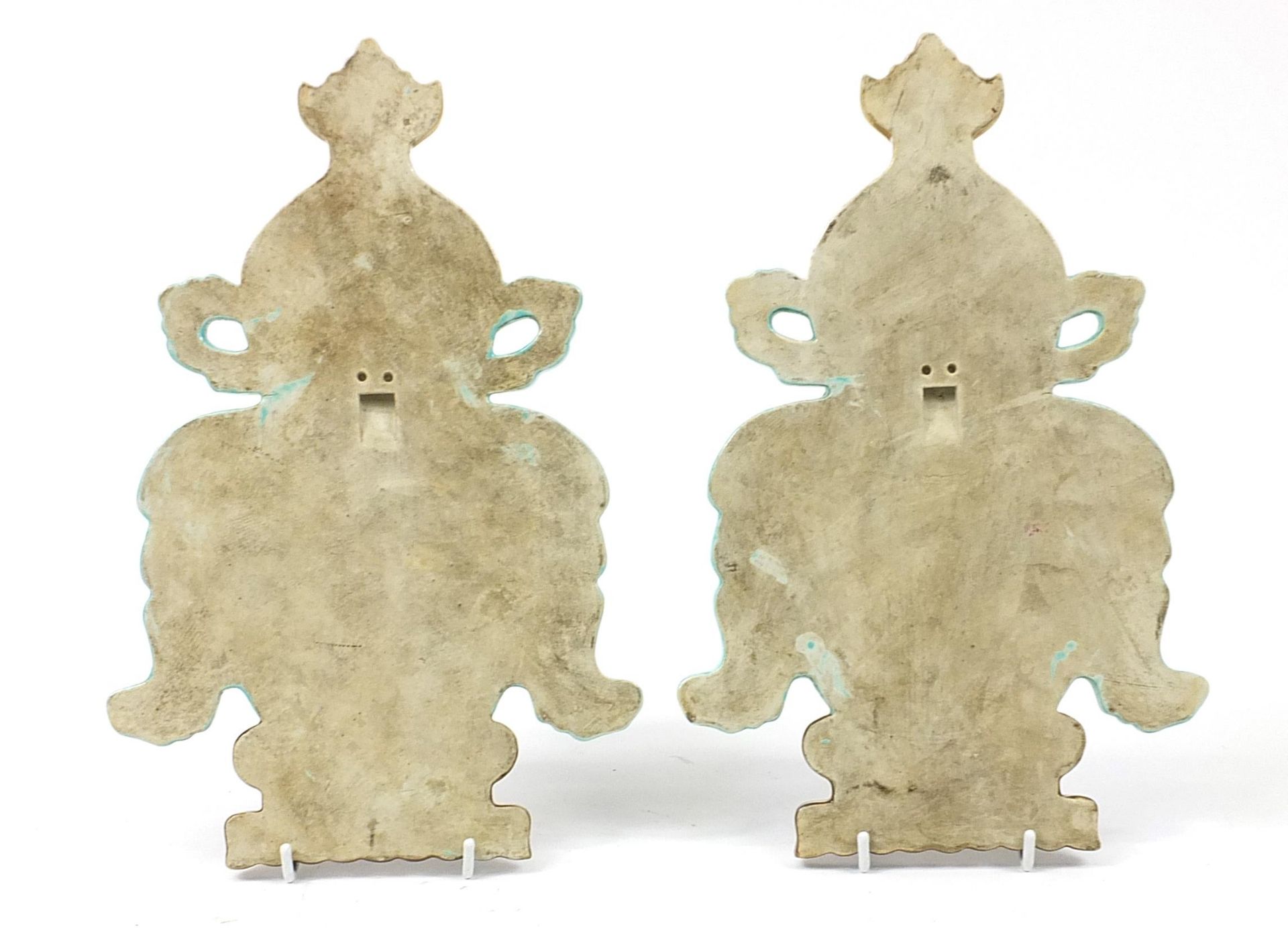 Pair of Chinese porcelain Da Ji wall plaques in the form of double gourd vases with ties, each - Image 2 of 2