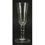 18th century wine glass with facetted stem, 21cm high