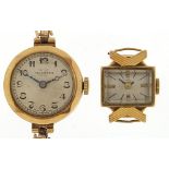 Two 9ct gold ladies wristwatches comprising Tavannes and Rotary, the largest 21mm in diameter