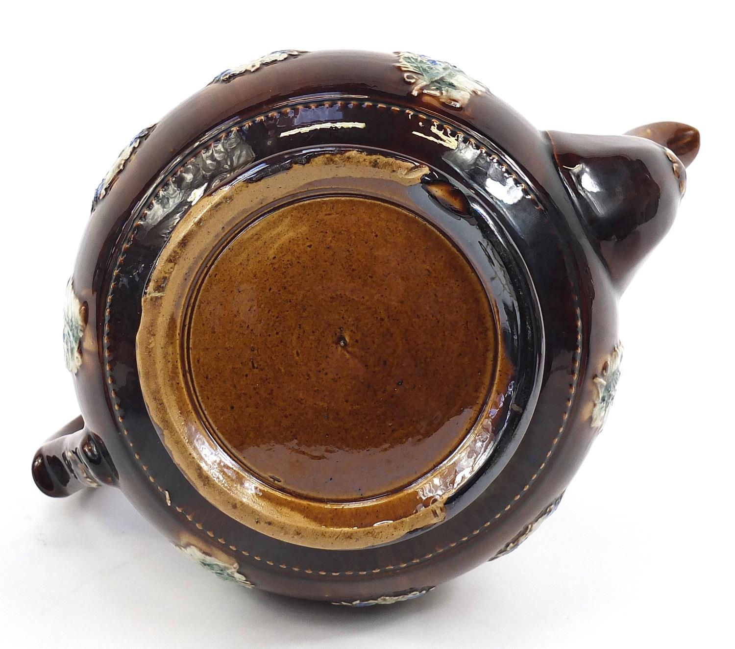 Large Measham treacle glazed Bargeware teapot inscribed A present from Mrs Whittaker to Mrs - Image 3 of 3