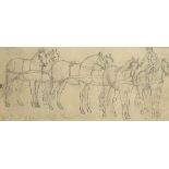 Paul Sandby - The Duke of Cumberland's Horses, 18th century pencil drawing, with label detailing the