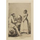 After Francisco de Goya - Mejor es Holgar, 19th century etching, mounted, unframed, 23cm x 16cm