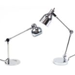 Two polished metal Anglepoise table lamps