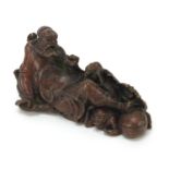 Japanese patinated bronze figure with a demon 5.5cm in length