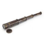 German military interest three draw brass telescope, 15cm in length when closed