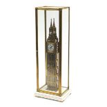 Large Big Ben design skeleton style clock housed under a glazed display case, 69cm high