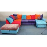 Contemporary DFS Skittle modular sofa with five sections, 88cm H x 330cm W x 240cm D as set up in