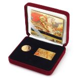 Elizabeth II 2001 gold sovereign and silver gilt stamp ingot set with certificate and presentation
