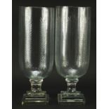 Pair of Regency style cut glass celery vases, 40cm high
