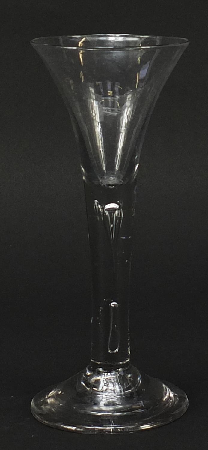 18th century wine glass with enclosed tear bubbles, 16.5cm high - Image 2 of 3