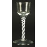 18th century wine glass with double opaque twist stem, 14cm high