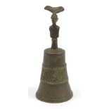 African Benin style bronze bell, 26.5cm high