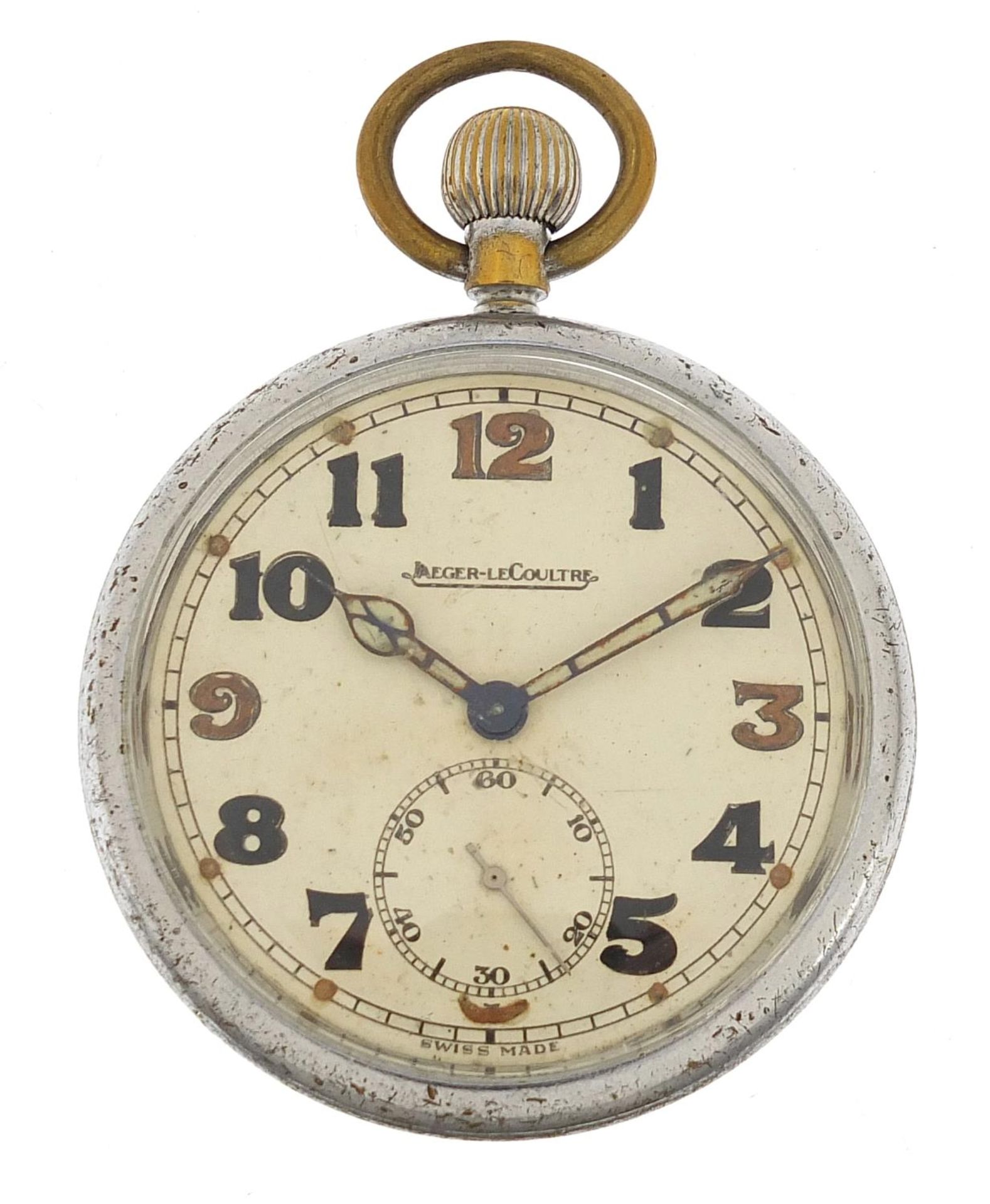 Jaeger Lecoultre, gentlemen's British Military issue open face pocket watch on a graduated silver - Image 2 of 4