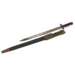 British military World War I 1907 pattern bayonet and scabbard by Wilkinson, 57cm in length