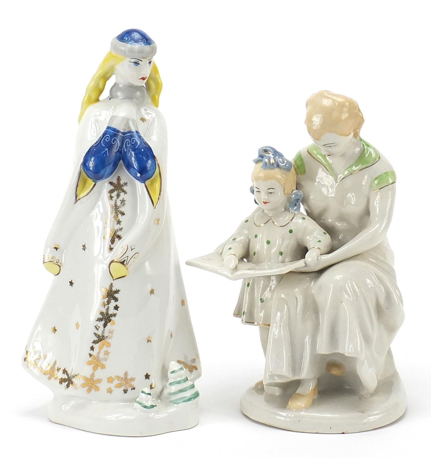 Two Russian porcelain figurines, the largest 28cm high