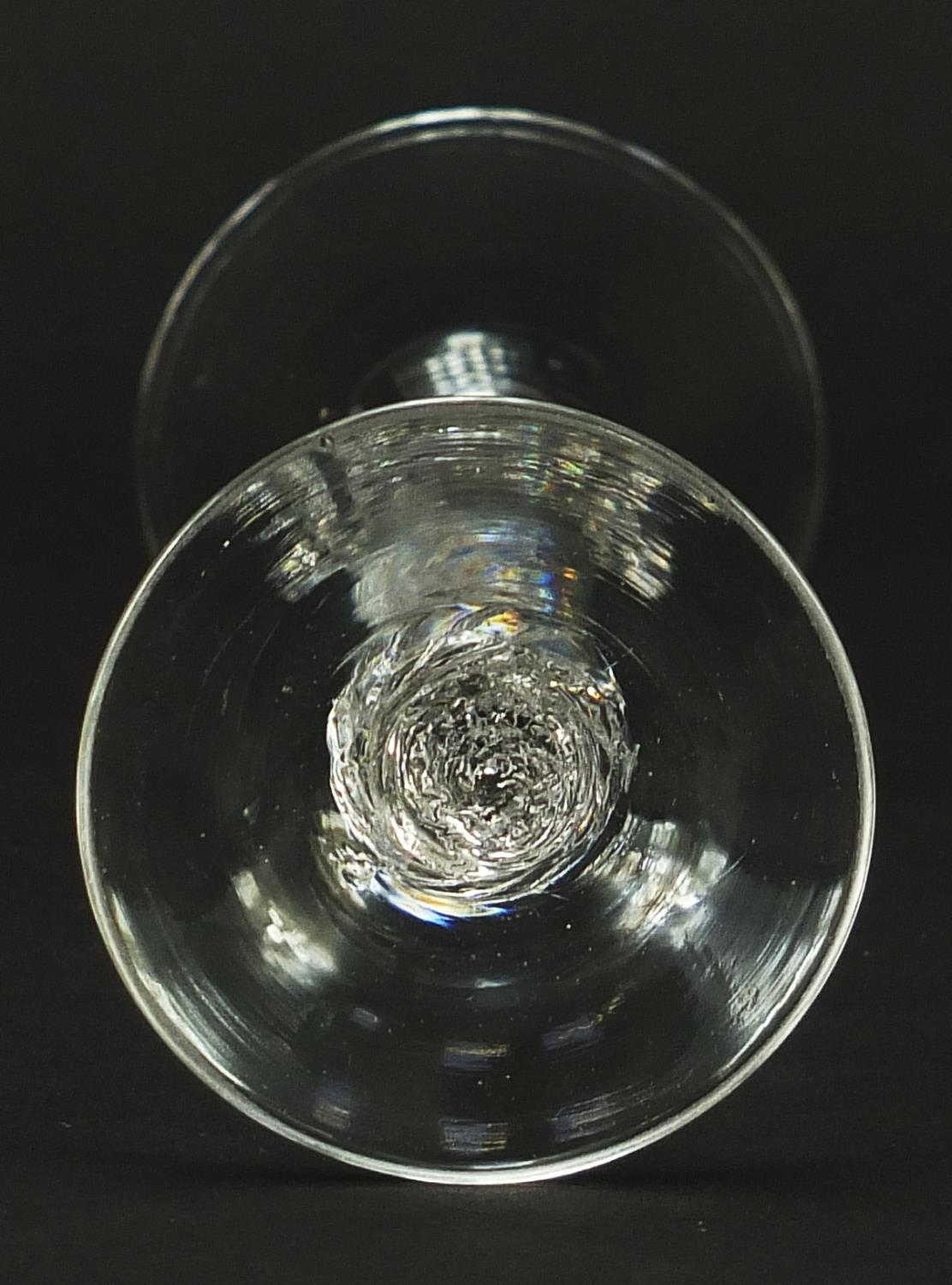 18th century wine glass with double knopped air twist stem, 16cm high - Image 3 of 3